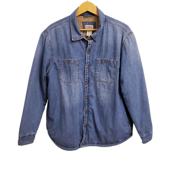 L.L. Bean 1912 Heritage Lined Denim Shirt Jacket, Size Large